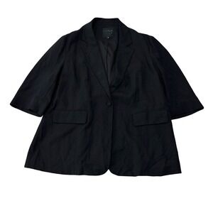 Mina Self Women's Cropped Sleeve Viscose Blend Blazer Black Size‎ XL 22 x 28